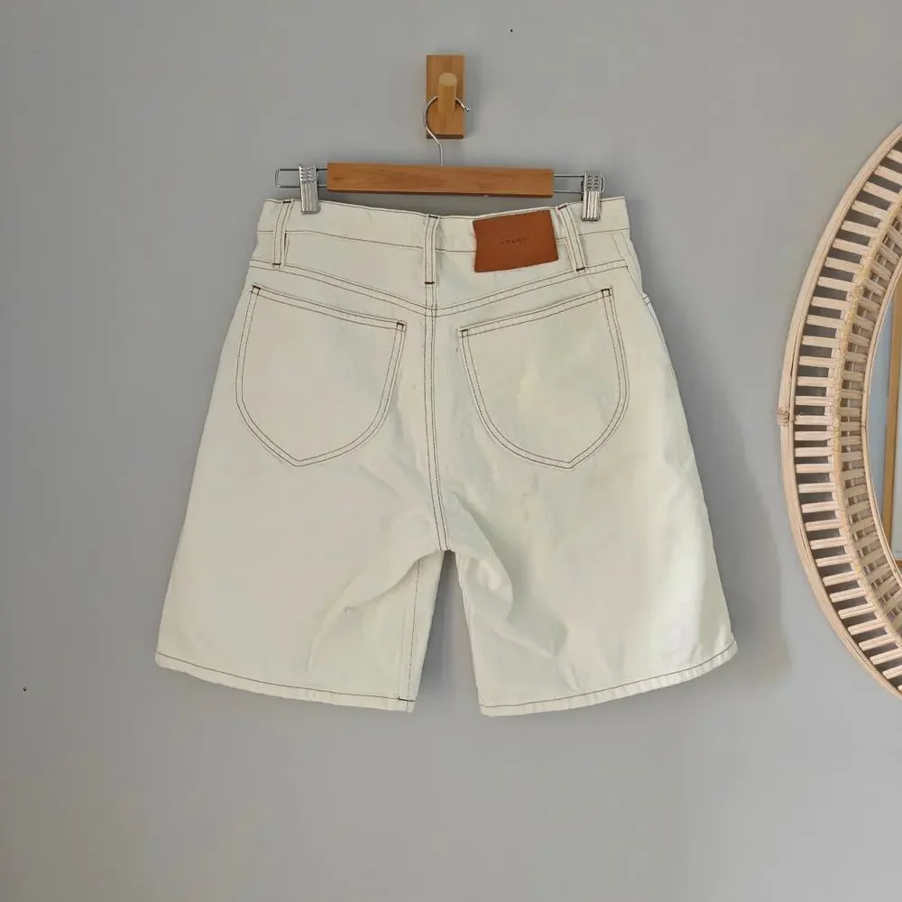 NWT FRAME Le Italien Bermuda Denim Shorts Blanc Cream Size 27 $288